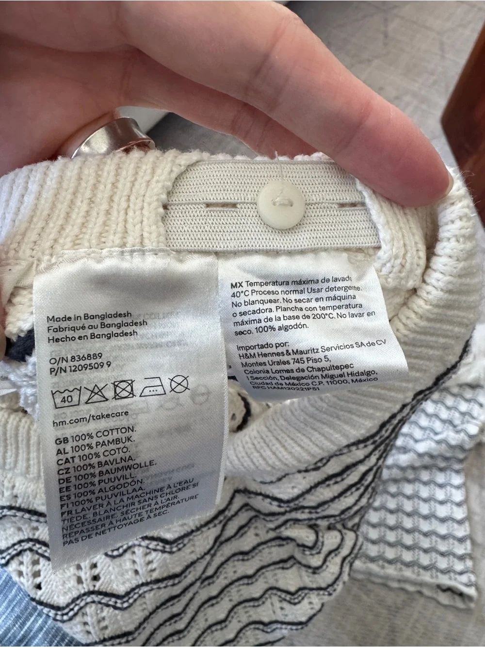 H&M black&white knit set cotton 8/9Y